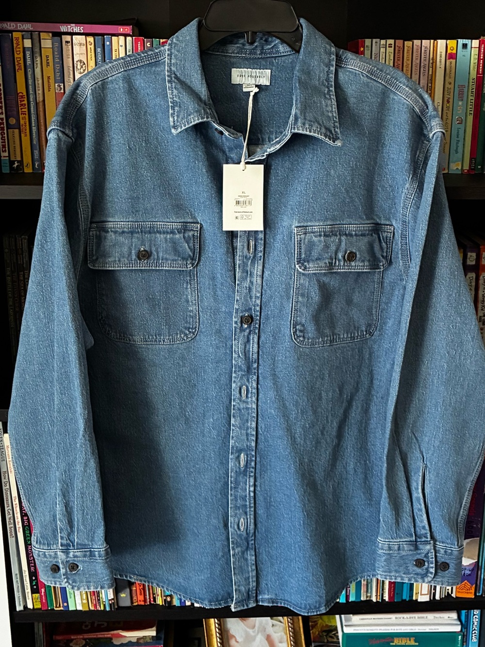 Classic Heavy Denim Button-Up Shirt Jacket by Free Assembly NEW XL